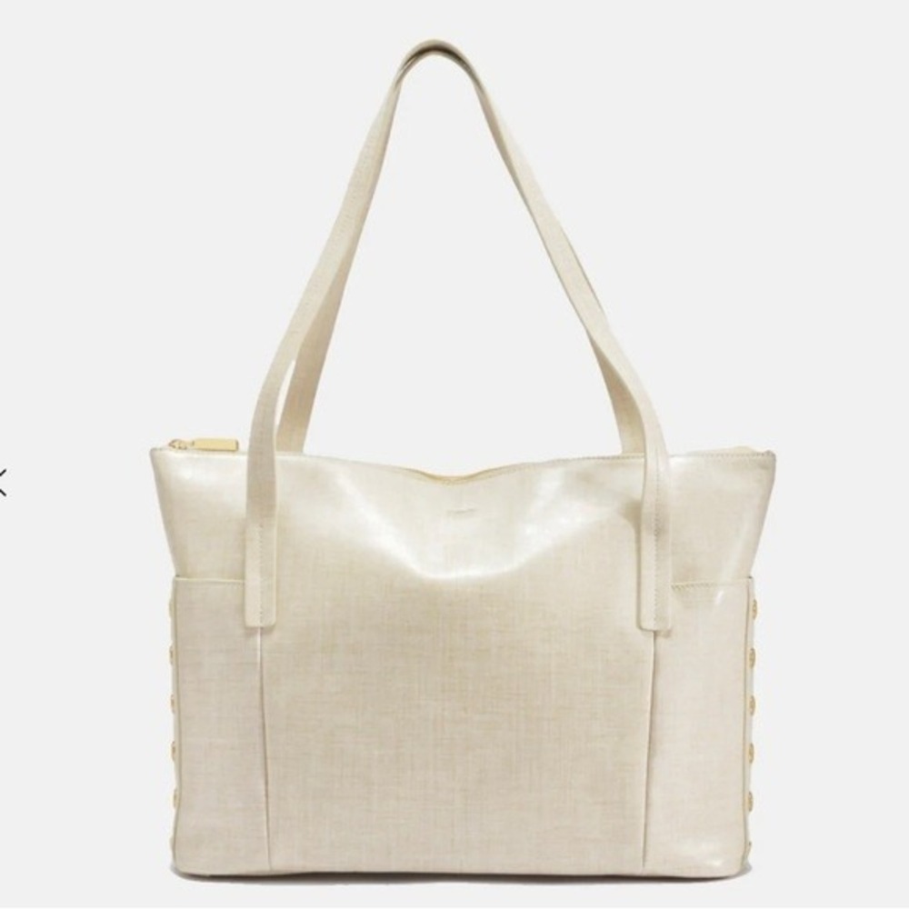 Hammitt Addie Large Tote Bag Ivory Cream Leather Gold Hardware Red Lining